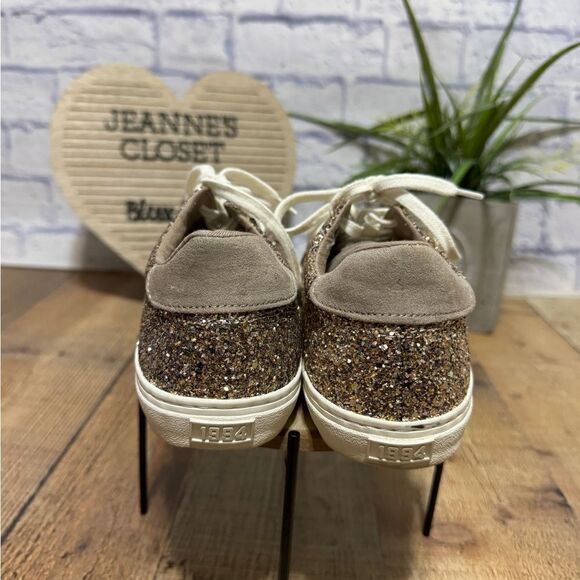 Old Navy Court Sneakers S/480544-01 Womens Size 8 M PINK Glitter/Taupe Canvas - Picture 7 of 11